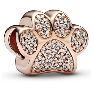 Rose Sparkling Paw Print Charm