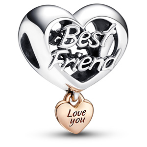 Rose Love You Best Friend Heart Charm