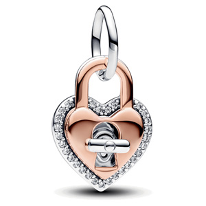 Rose Padlock Splittable Heart Charm