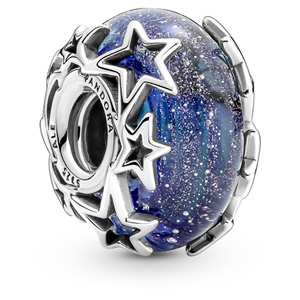 Galaxy Blue and Star Murano Charm