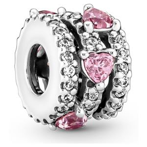 Sparkling Triple Halo Hearts Charm