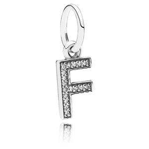 Letter F Dangle with Zirconia