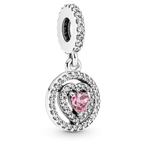 Sparkling Double Halo Heart Dangle