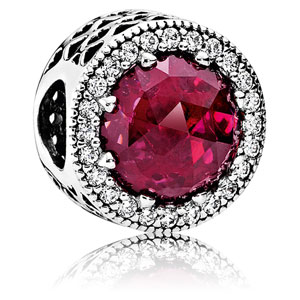 Radiant Hearts Charm with Cerise Crystal