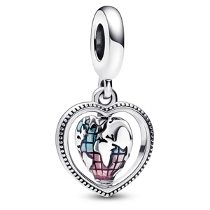 Family Spinning Heart Globe Dangle