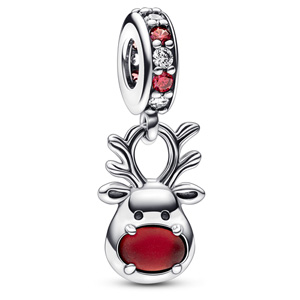 Red Nose Reindeer Murano Dangle