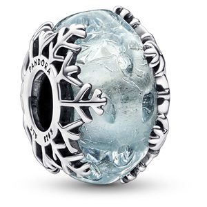 Winter Blue Snowflake Murano Charm