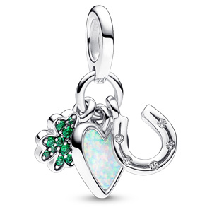 Clover Heart and Horseshoe Triple Dangle