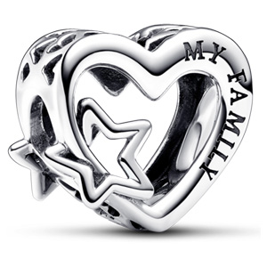 Open Family Heart and Star Charm