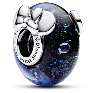 Disney Mickey and Minnie Blue Murano Glass Charm