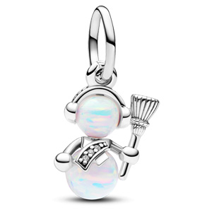 Opalescent Snowman Dangle