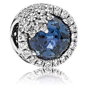 Dazzling Snowflake Charm with Blue Crystal