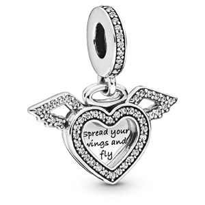 Heart and Angel Wings Dangle