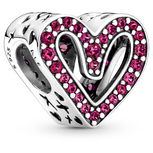Sparkling Ruby Red Freehand Heart Charm