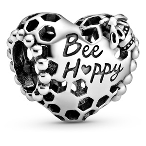 Bee Happy Honeycomb Heart Charm