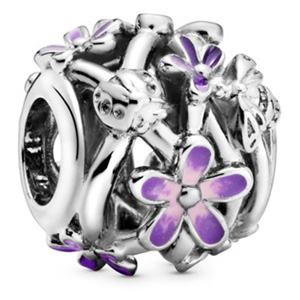 Openwork Purple Daisy Flower Charm