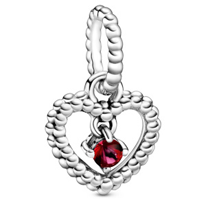 July Blazing Red Beaded Heart Dangle