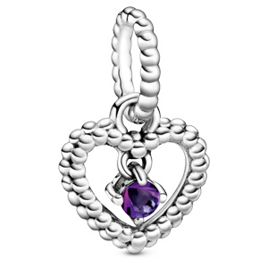 Purple Beaded Heart Dangle