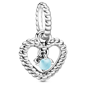 December Sky Blue Beaded Heart Dangle