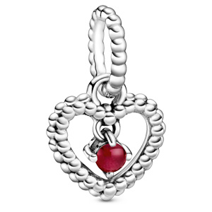 January Dark Red Beaded Heart Dangle