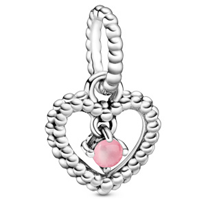 October Petal Pink Beaded Heart Dangle