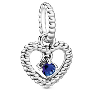 September Sea Blue Beaded Heart Dangle