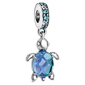 Blue Sea Turtle Murano Glass Dangle