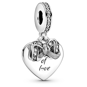 Bow and Love Heart Dangle