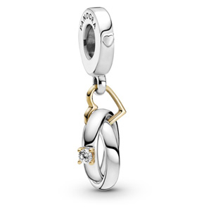 Retired Pandora Just Married Wedding Heart Charm 14K Gold Sterling Silver 792083CZ Authorized Online Retailer