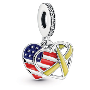 Heart, Flag and Remembrance Ribbon Dangle
